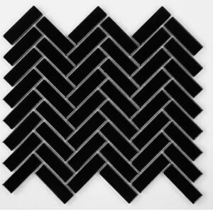 Herringbone Black Matt & Gloss Mosaic Tile for Australian Spaces