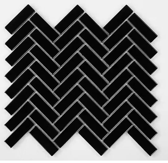 Herringbone Black Matt & Gloss Mosaic Tile for Australian Spaces